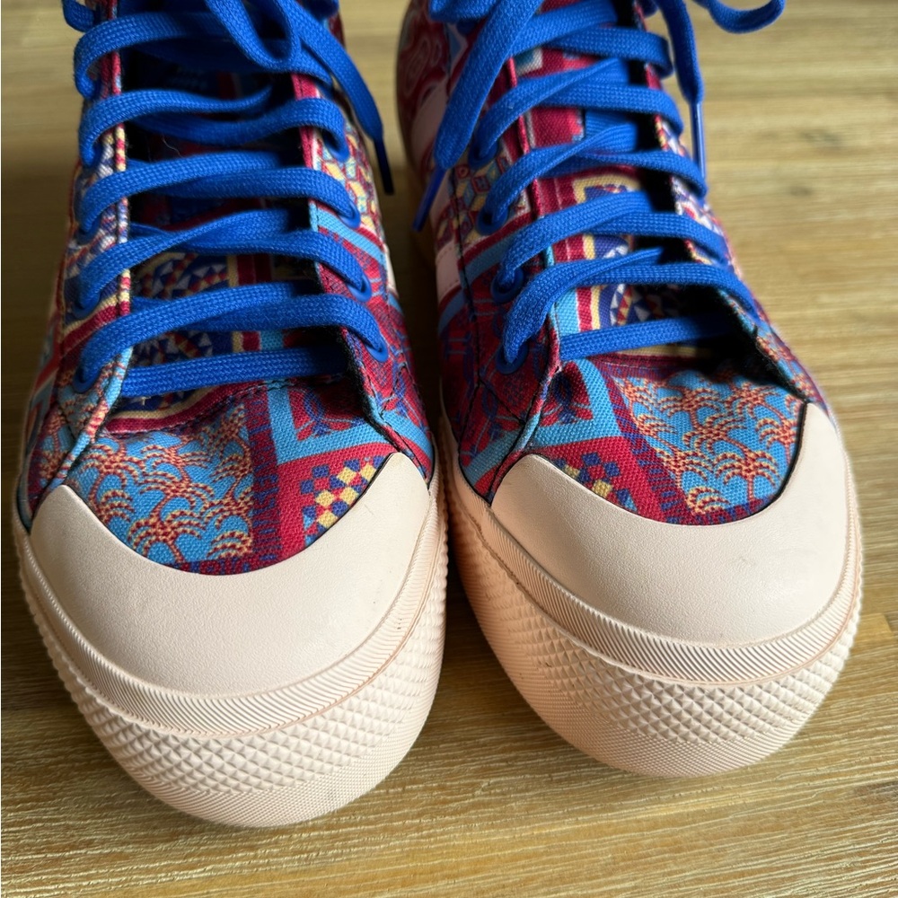 adidas High-Top Platform Sneakers in Red, Blue, Pink - Picture 8 of 15